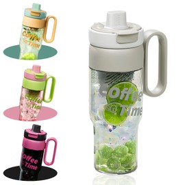 Yenergy 28 OZ Tumbler with Handle and Straw Lid, Cute and Wacky Water Bottle,Reusable Large Tritan Water Cup for Iced Coffee, Parties, Spill Proof,BPA Free (Grey)