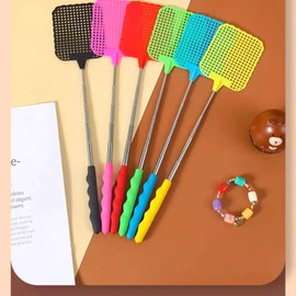Zhenghebuy Fly Swatter, Pack of 6 Colourful Fly Swatter Stable, Fly Swatter, Manual Telescopic Fly Swatter, Extendable, Pest Fly Swatter for Flies, Mosquitoes and Insects