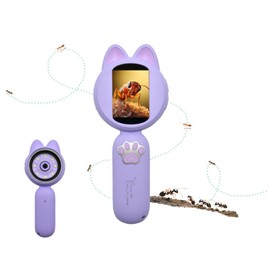 Microscope Children's Mini Pocket Handheld Portable 2 Inch Screen 8 LED Lights Birthday Gift (Purple)