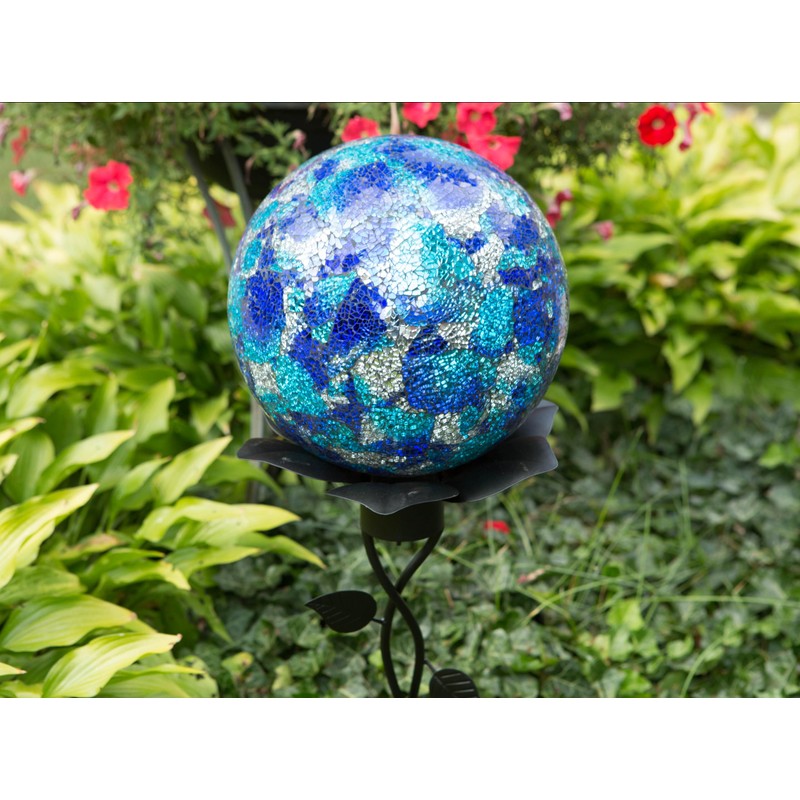 Echo Valley Blue/Aqua Gazing Globe, Hand Crafted Glass Globe, Outdoor