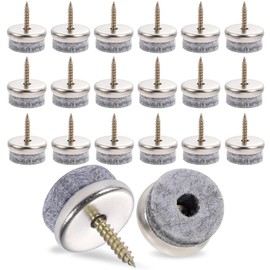 Pack of 100 Felt Gliders Screws, 24 mm Felt Gliders, Nail Furniture Gliders, Felt Chair Gliders, Floor Protection for Furniture, Chairs, Laminate, Parquet, Tiles (Grey)