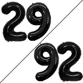 GOER Number 29 Balloons for 29th Birthday Party Decorations,42 Inch Jumbo Foil Helium 92 Balloons for 92nd Birthday Party Decoration (Black)