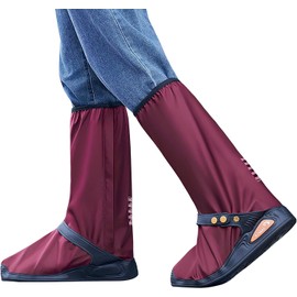 Waterproof Shoe Covers Rain Boot Shoe Cover Reusable & Foldable Shoe Cover for Rain With Non-Slip,Reflector Men and Women (Red, L)