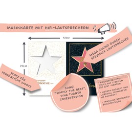 Bentino Birthday Card XL with Music - DIN A4 Set with Envelope - High-Quality Greeting Card - Plays “Simply the Best” - Great HiFi Sound Quality - Greeting Card from the “Great Cards” Series (German Language)