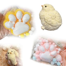 Benaewa 3 Pcs Taba Squishy, Chick Cat Squishy, Mini Animals Stress Relief Toy for Girls Boys Party