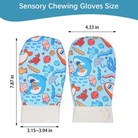 2 Pcs Waterproof Sensory Chew Gloves Chewing Mittens for Special Needs, Anti Finger Biting Compression, Autism Gloves for ADHD Boys and Girls Down Syndrome Sensory Mittens