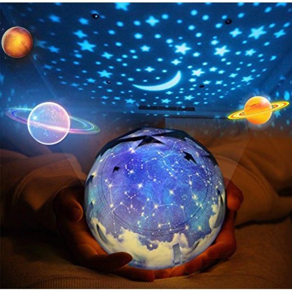 Luz de noche, GLURIZ Luz nocturna, Lámpara de proyector, Lámpara de noche, Bebé Proyector lámpara, 360 Grados rotación cumpleaños, universo, estrella