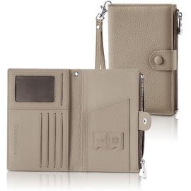 Coussilicone Passport Case, Genuine Leather, Skimming Prevention, Lightweight, Passport Cover, Storage Capacity, Overseas Business Trips, Convenient Goods, Cute, Stylish, Women's, Khaki