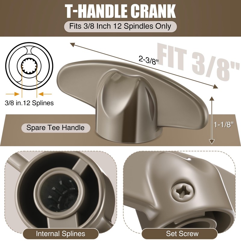 Avenuebool 3/8 Inch Window Crank Handle with T-Handle, Fits 3/8