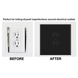 OVERSIZED Metal Outlet Cover, 2 Gang Jumbo Electrical Outlet Cover Plate (for 1 Centered Device), Wall Plate Cover for Duplex Outlets, Steel Painted Black - UL Listed, 5.5" x 5.5" - Made in USA