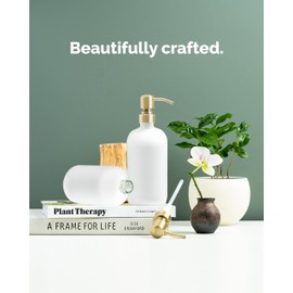 Vine Creations White Glass Soap Dispenser, 2 Pack Kitchen Soap Dispenser Set with Stainless Steel Pump, 16 oz Hand Soap Dispenser Bathroom, Dish Soap Dispenser for Kitchen with Waterproof Labels