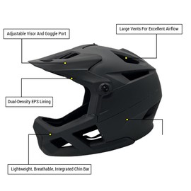 Full Face Mountain Bike Helmet for Men Women Road Bike Helmet Lightweight Adjustable Visor and Goggle Port 55-59CM Impact-Resistant Helmet