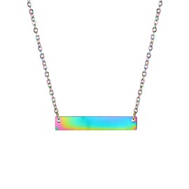 JJDreams Minimalism Horizontal Bar Pendant Necklace Simple Geometric Necklace, Stainless Steel