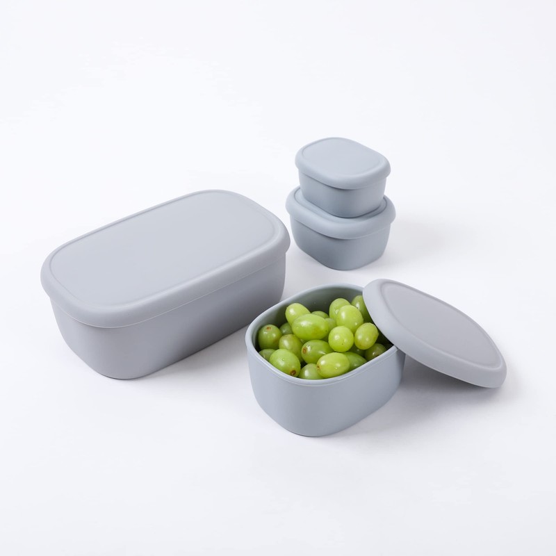BLUE GINKGO Nesting Silicone Containers - Set of 3 Hard-Shell