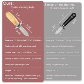 Oyster Shucking Knife Set of 2 Stainless Steel Oyster Knifes and 2 Pairs Level 5 Cut-Resistant Gloves，Oyster Knives Suitable for All Kinds of Shells and Oysters Shucking