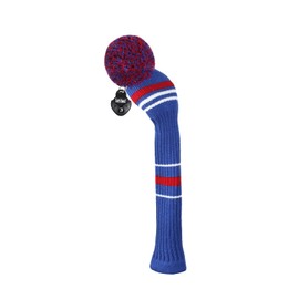 Scott Edward 1PCS Fairway Knitted Golf Club Cover Head Cover with a Pom Pom Fits Well Fairway Wood Club with Rotating Number Tags for Male/Female Golfers (Blue Red White)