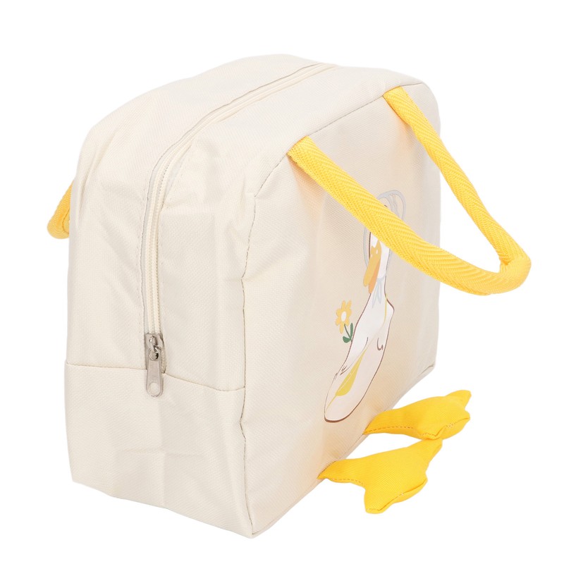 Lunch Bag Cartoon Duck Pattern Waterproof Zipper Closure Sturdy Handle