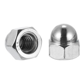sourcing map 1/4"-20 Acorn Cap Nuts, 10Pcs 316 Stainless Steel Dome Cap Head Acorn Nut Hardware Nuts for Bolt Cover, Silvery