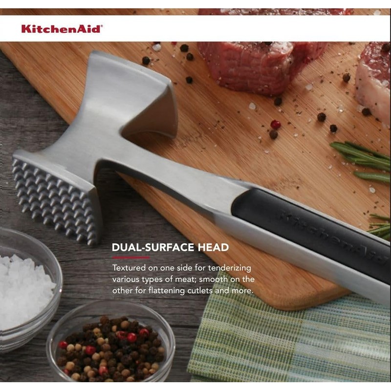 KitchenAid Gourmet Multi Sided Meat Tenderizer for Pounding Meats, Nuts,