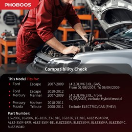 PHOBOOS Manual Steering Rack and Pinion Assembly Compatible with Ford Escape 2007-2012 & Mazda Tribute 2008-2011 & Mercury Mariner 2007-2011, New Unit, Ref. 1G-2006