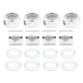 Precision Truck Hardware Kit for Skateboard & Longboards 4 Precision Spacers 4 Axle Nuts and 8 Speed Rings Speed Repair Set Accessories Parts (Silver)
