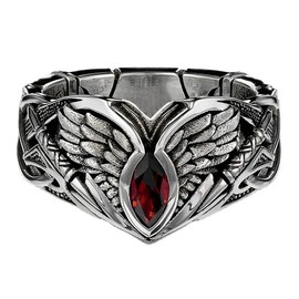 Chereda Personality Devil's Eye Fallen Angel Wings Men's Ring Red Color Horse Eye Ring Party Jewelry For Men Gift