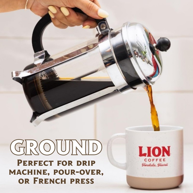 Lion Coffee 24K Gold Roast 100% Kona Ground Coffee, Medium-Light