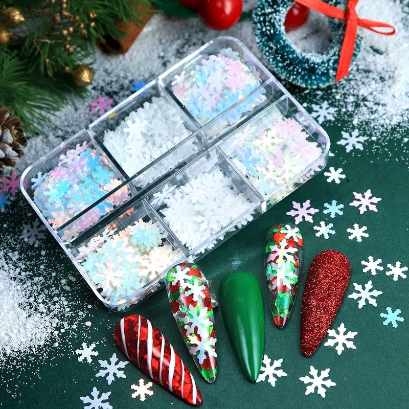 Christmas Snowflake Nail Art Decoration Winter Nail Sequins Flakes Decals