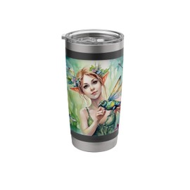 Nymph adorable pretty fairy forest dragonflies bird fantasy Stainless Steel Insulated Tumbler