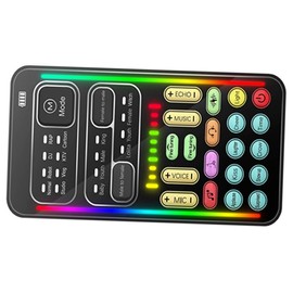jojofuny 1set Multi-Purpose Live Streaming Voice Changer Mini Sound Card for Mobile Phones Computers and Tablets Portable Design for Fun Voice Games and Calls