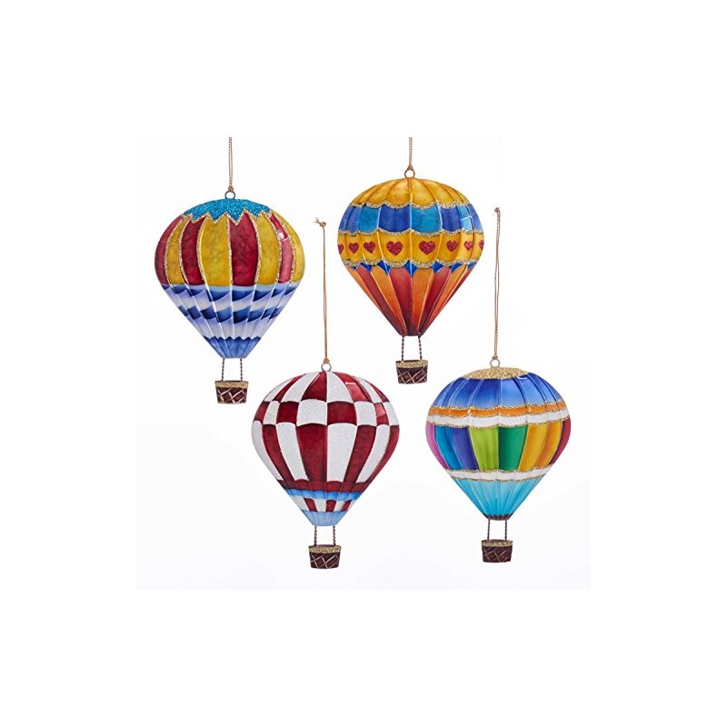 Kurt Adler Festive Hot Air Balloons Holiday Ornaments Set of