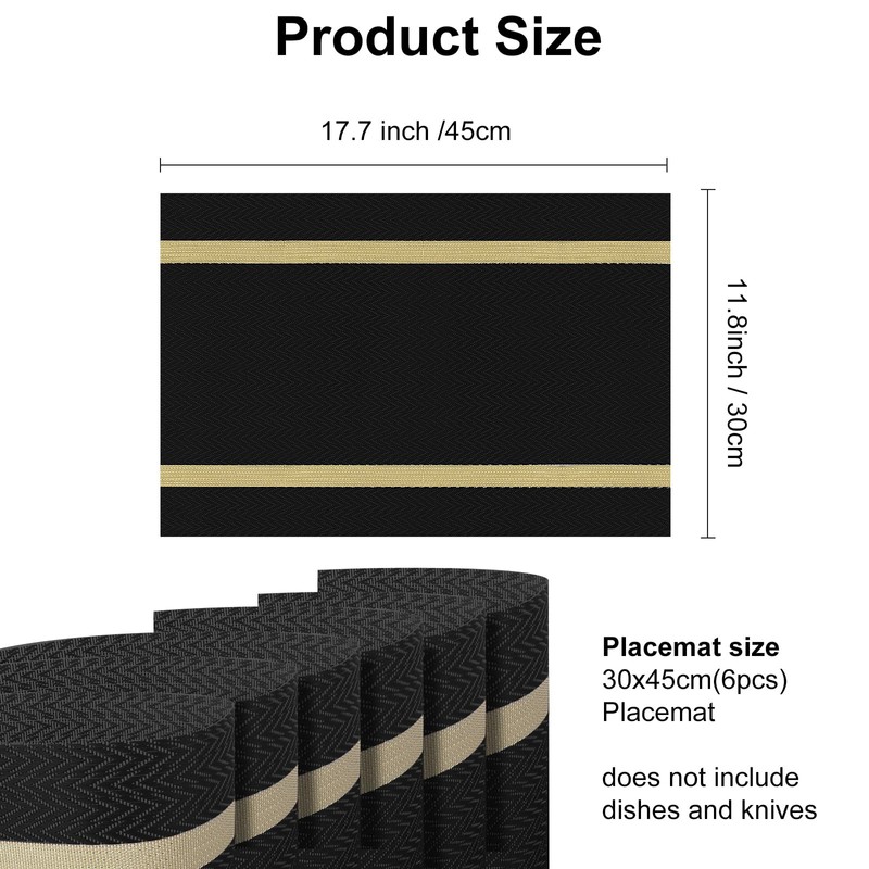 PullinTimes Set of 6 place mats, washable PVC, heat resistant,