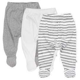 HonestBaby unisex baby 3-pack Organic Cotton Footed Harem Pants, Sketchy Stripe, Newborn US
