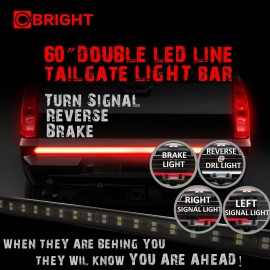 X-LIGHT 60" Dual ED Rear Brake Signal Reverse Truck Tailgate Light Strip Bar Pick Up