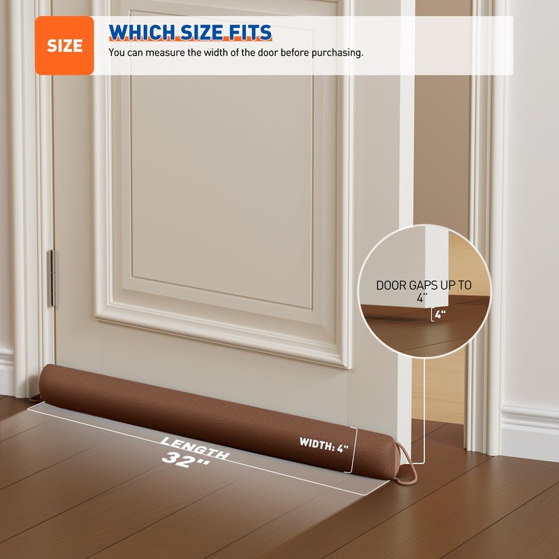 MAGZO Door Draft Stopper, 32 Inch Under Door Draft Blocker