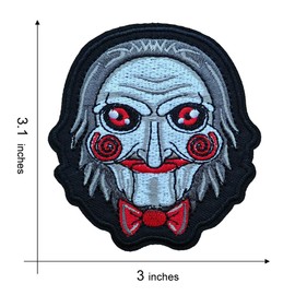 KLORIZ Jigsaw Killer Patch Billy Saw Horror Movie TV Embroidered Iron On Sew On Patches Clothing Accessories Applique