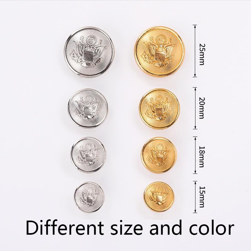 14 Pieces Metal Eagle Badge Buttons Set for Men's Blazer