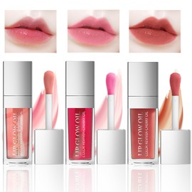 Ceboic Hydrating Lip Glow Oil, Moisturizing Lip Oil, Long Lasting Plumping Lip Gloss Non-Sticky Transparent Toot Lip Balm, Tinted Lip Prevents Lip Lines and Dry Cracked Lips 3PCS