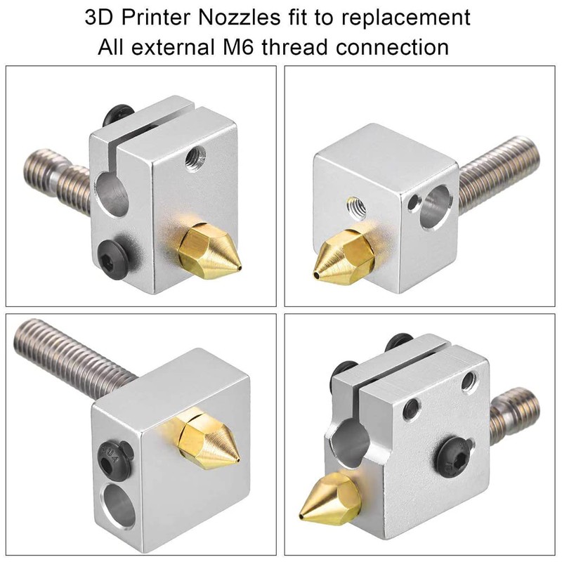 Aokin 8 Pcs 0.6mm MK8 Extruder Nozzles 3D Printer Nozzles
