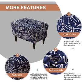 Eco-Ancheng Stretch Ottoman Cover Rectangular Storage Ottoman Slipcover Footrest Stool Covers Ottoman Slipcovers for Foot Stool with Nonslip Elastic Bottom