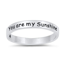 You are my Sunshine Stackable Script Ring .925 Sterling Silver Band Size 10