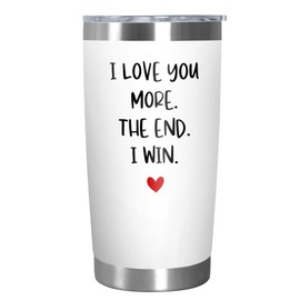 TEEZWONDER Valentines Gifts For Her - Anniversary, Wedding, Birthday, Valentines Day Gifts for Wife, Girlfriend, Women, Couples - I Win White 20oz Stainless Steel Tumbler