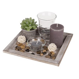 ootb Decor Tealight Plate Giftset, Multicoloured, 20 x 20 x 8
