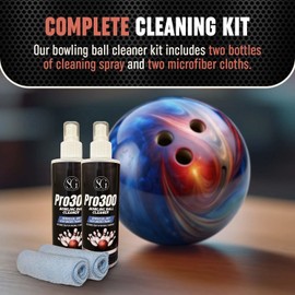 Spekkled Girrafe Bowling Ball Cleaner Spray with Cleaning Cloths (Pack of 2) - Oil, Scuff, and Belt Mark Cleaner Restores Tack - EPA Safe Bowling Ball Restoration - Bowling Accessories - 8 OZ