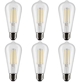 Satco S21364/06 8-Watt LED E26 Light Bulbs, 3000K, 15000 Hour Rating, Dimmable, 6 LED Light Bulbs