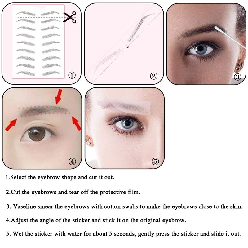 6D Simulation Eyebrow Stickers 6 Sheets/56 Pairs Hair-Like Waterproof Eyebrow