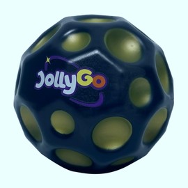 JollyGo Moonball, Jumpball, 9 cm, Large Moon Ball, A Popping Sound, High Jumping Rubber Ball, Spaceball, Big Bouncing Balls, Moonball, Gift for Children, XL, Easy to Grip, Original (Dark Blue)