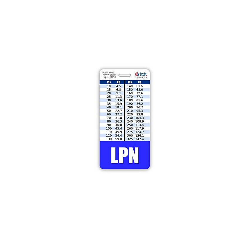 LPN Badge Buddy Vertical w/Height & Weight Conversion Charts (Blue)