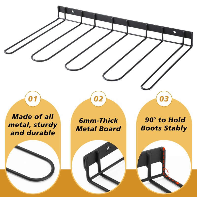 Chunful 6 Pack Wall Mounted Boots Rack Metal Wader Hanger
