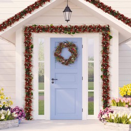 Syhood 8 guirnaldas de oropel de Navidad de 52.5 pies, guirnalda metálica de oropel para colgar, guirnalda de oropel brillante, decoración de árbol de Navidad para suministros de Navidad (rojo mezclado, verde)